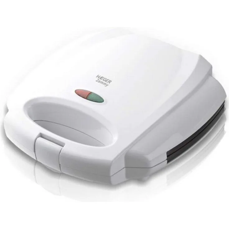 Haeger Zammy Sandwichtoaster, 750W, Überhitzungsschutz, Kontrollleuchte, Kunststoff, weiß
