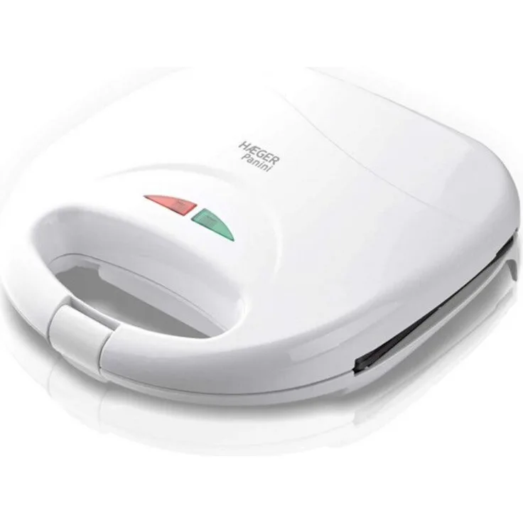 Haeger Panini Sandwichmaker, 750W, Antihaftversiegelung, Kontrollleuchte, Kunststoff, weiß