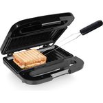 Princess 127S006 Sandwichmaker, für 2 Sandwiches, 750 Watt, inkl. Gabel, antihaftbeschichtet, schwarz