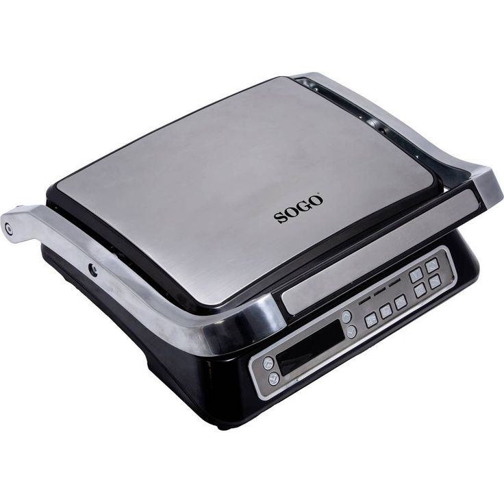 SOGO Human Technology SAN-SS-7141 Sandwichmaker, 2200 Watt, Antihaftbeschichtung, Kontrollleuchte, 3 Programme, schwarz, edelstahl