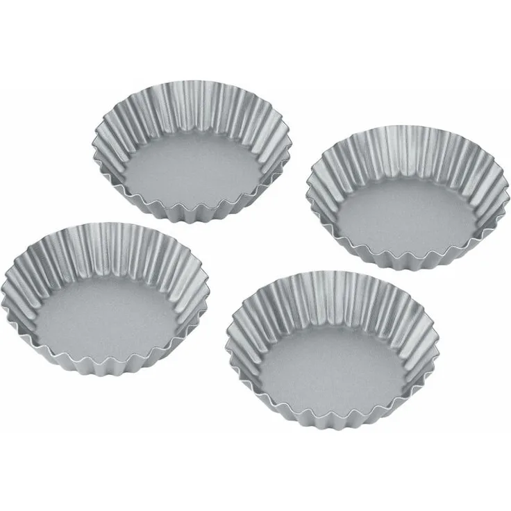 Berndes b.green Alu Recycled Oven Minitartelettes 4er Set, Backförmchen, Aluminium, Grau, 11 cm, 0009129611