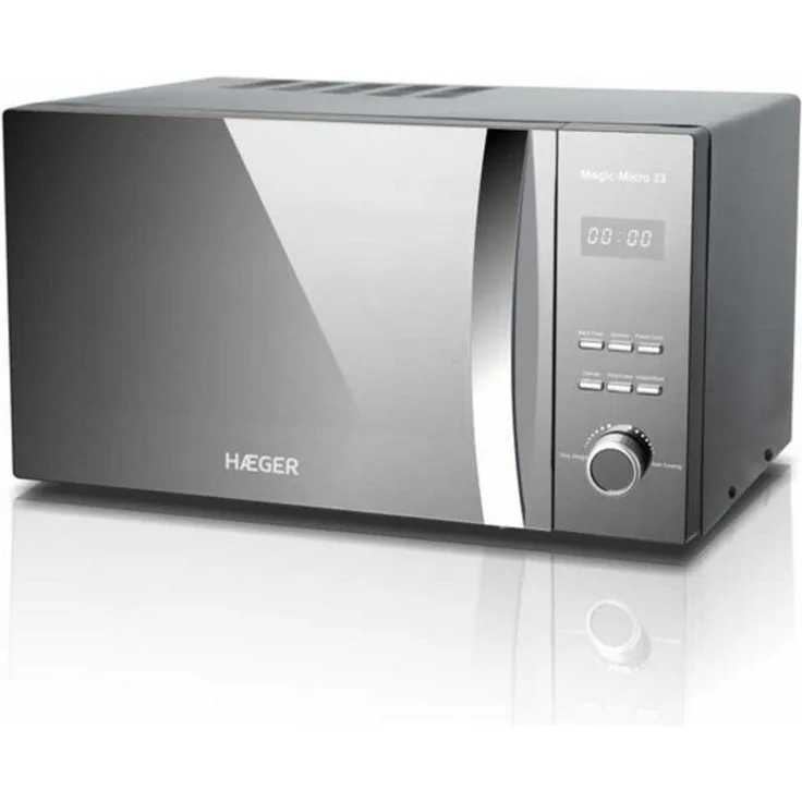 Haeger Magic Micro 26 Mikrowelle, Standgerät, 800W, 23 Liter Garraum, Gewichtsautomatik, elektronische Steuerung, Auftauen, silber