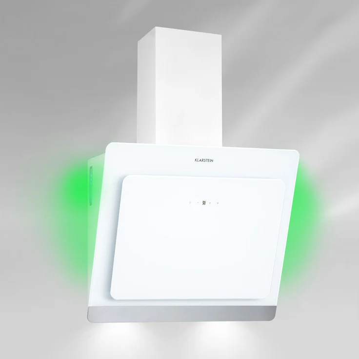 Klarstein Aurora 60 Dunstabzugshaube 60cm kopffrei Ambientelicht EEC A+ Weiß – Bild 1