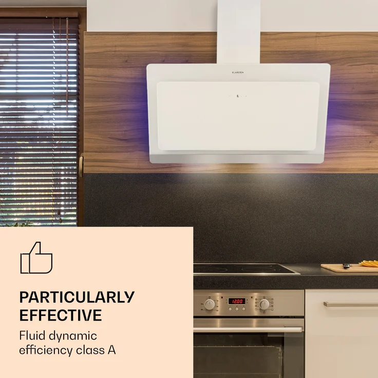 Klarstein Aurora Eco 90 Dunstabzugshaube 550 m³-h 90cm kopffrei Ambientelicht EEC A+ Weiß – Bild 2