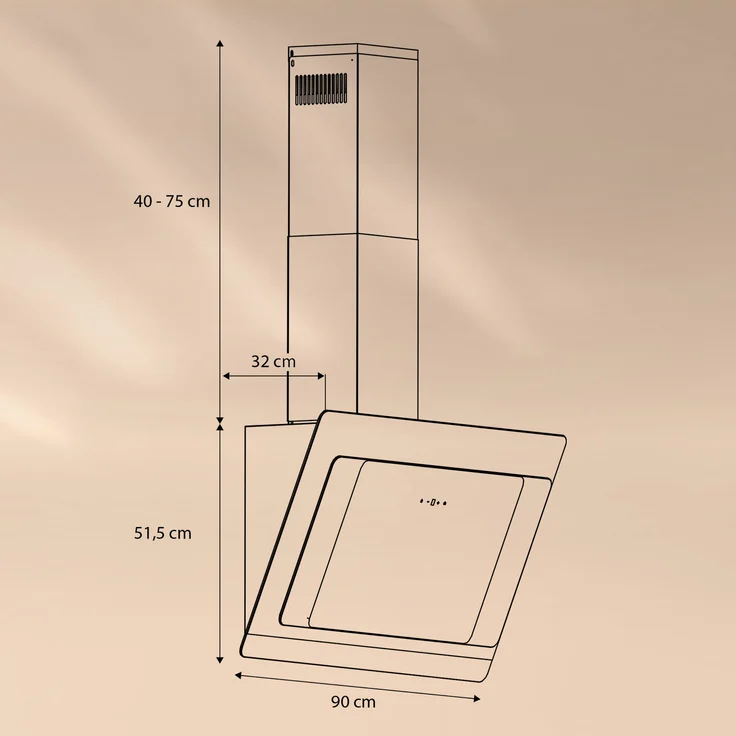 Klarstein Aurora Eco 90 Dunstabzugshaube 550 m³-h 90cm kopffrei Ambientelicht EEC A+ Weiß – Bild 7