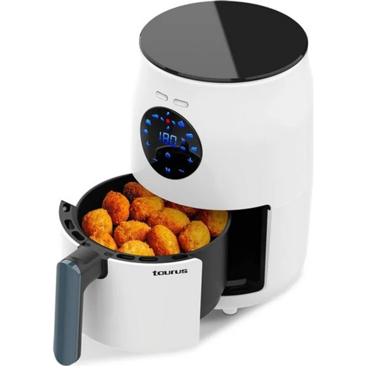 Taurus RESPIRE Heißluftfritteuse, 1000W, 1,5 Liter, Timer, 6 Automatikprogramme, Frittierkorb abnehmbar, Kunststoff, weiß