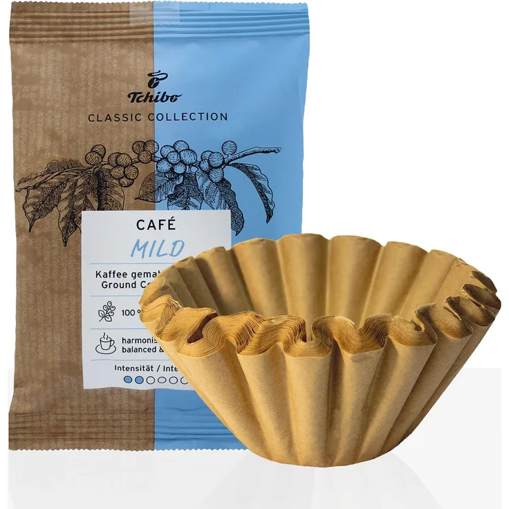 Tchibo Cafe Classic Mild 42 x 60g Kaffee gemahlen + 50 Korbfilter, Servicepaket