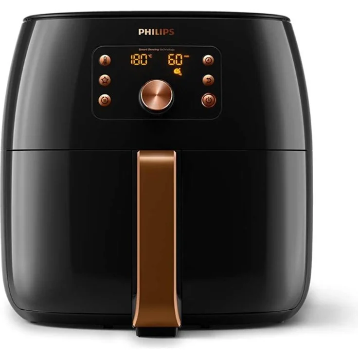 Philips HD9867/90 Heißluftfritteuse, ohne Öl, 2225 Watt, 1,4 kg, Kunststoff, schwarz, kupfer – Bild 1