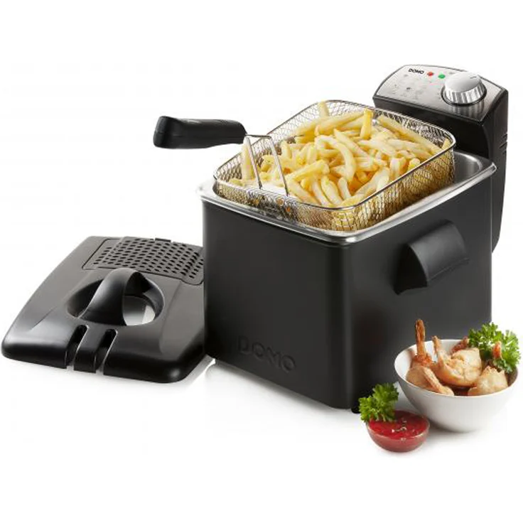 Domo DO1014FR Fritteuse, mit Öl, 3200 Watt, 4,5 Liter, Thermostat, bis 190 °C, schwarz