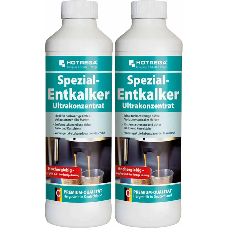 HOTREGA Spezial Entkalker Ultrakonzentrat 500 ml - Kaffeemaschine entkalken für Kaffeevollautomaten Menge:2