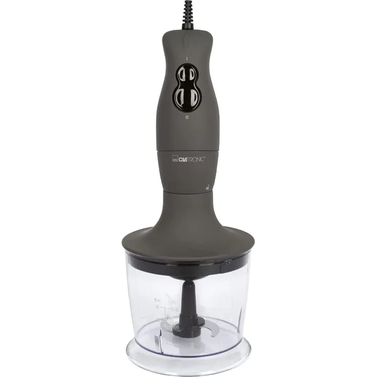 Clatronic SMS 3777 3-In-1 Stabmixer, 400 Watt, inkl. Mixbehälter (500 ml), Schneebesen, Pürierstab, Kunststoff, grau