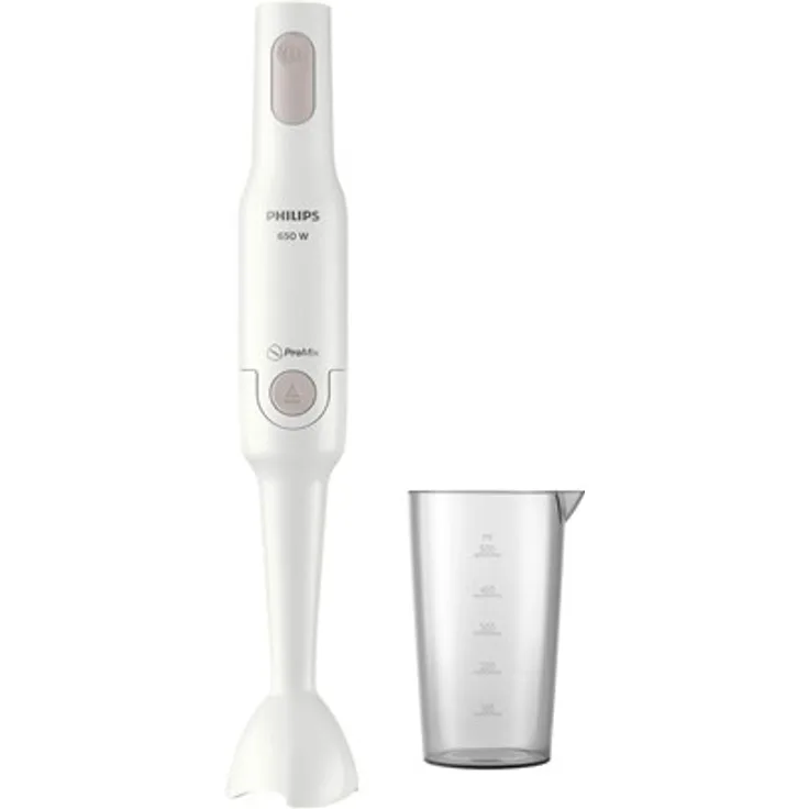 Philips HR2531/00 Daily Collection ProMix Stabmixer, 650 Watt, inkl. Mixbehälter mit Skalierung, Kunststoff, weiß