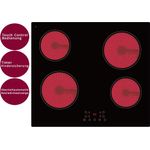 PKM Glaskeramik Kochfeld 60cm rahmenlos Touch Control Timer Funktion