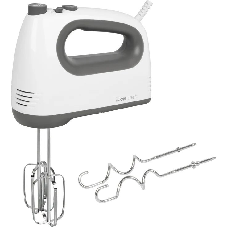 Clatronic HM 3775 Handmixer, 400 Watt, 5 Geschwindigkeiten, Besteck-Auswurftaste, Turbostufe, Kunststoff, weiß-grau – Bild 1