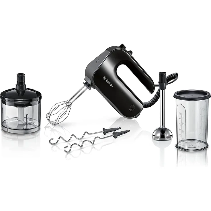 Bosch MFQ4980B Home Professional Styline Handmixer, 850 Watt, 5 Leistungsstufen, inkl. Zerkleinerer-Aufsatz, Messbecher, Stabmixer-Aufsatz, schwarz-dark silver
