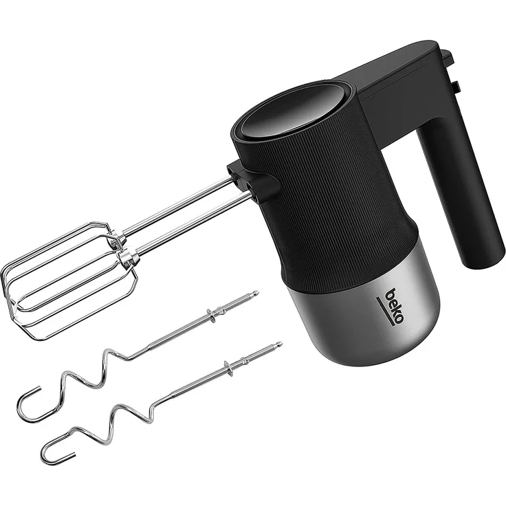 Beko HMM 81504 BX Handmixer, 500 Watt, 4 Geschwindigkeiten, Turbo, inkl. 2 Schneebesen und 2 Knethaken aus Edelstahl, schwarz – Bild 1