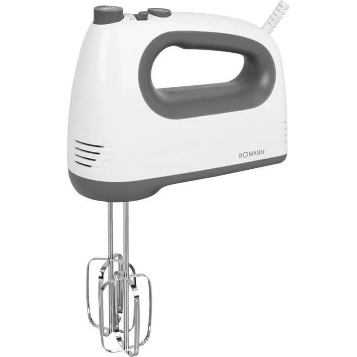 Bomann HM 6054 CB Handmixer, 400 Watt, 5 Geschwindigkeitsstufen, Turbostufe, Kunststoff, weiß, grau