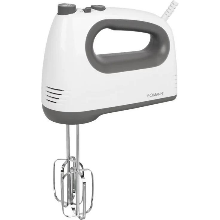 Bomann HM 6054 CB Handmixer, 400 Watt, 5 Geschwindigkeitsstufen, Turbostufe, Kunststoff, weiß, grau – Bild 1