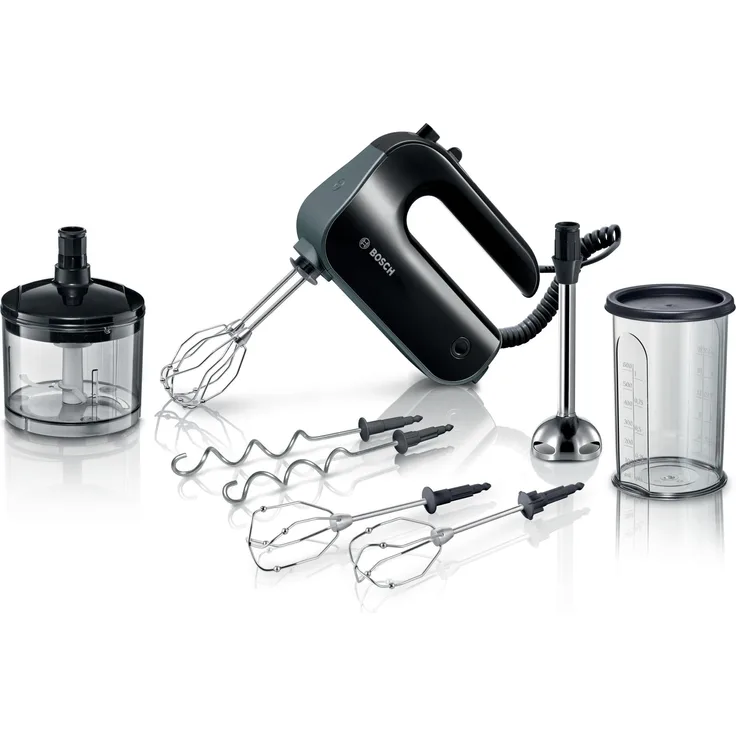Bosch MFQ4990B Handmixer-Set, 850 Watt, inkl. Messbecher, Stabmixer-Aufsatz, Zerkleinerer-Aufsatz, 5 Leistungsstufen, Kunststoff, schwarz