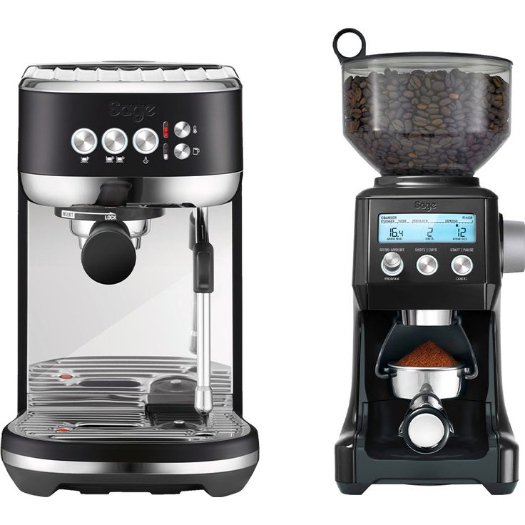 Sage the Bambino Plus Black Truffel Espressomaschine + the Smart Grinder Pro Kaffeemühle