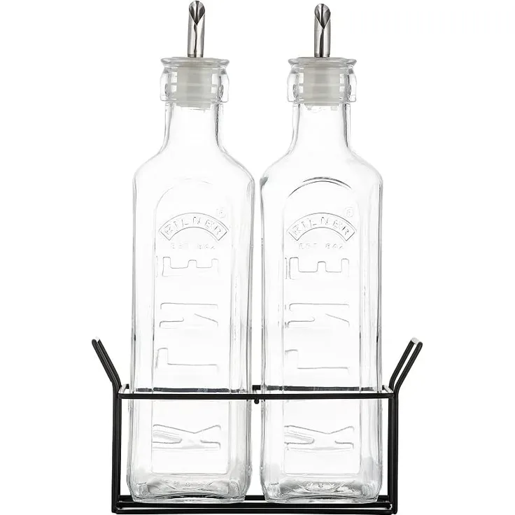 Kilner | Öl-und Essigflaschen-Set 0,6l im Metallkorb