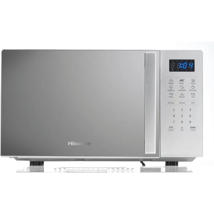 Hisense H20MOMS4HG Mikrowelle mit Grill, Standgerät, 700 Watt, 20 Liter Garraum, 7 Leistungsstufen, silber