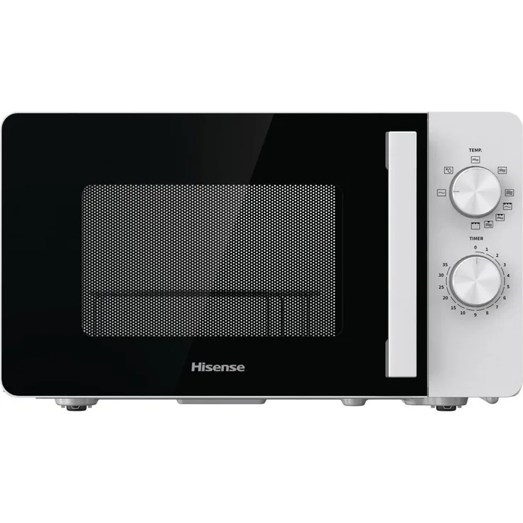 Hisense H20MOWP1HG Mikrowelle mit Grill, Standgerät, 700 Watt, 20 Liter Garraum, Auftauen, 35 Minuten Timer, weiß, schwarz