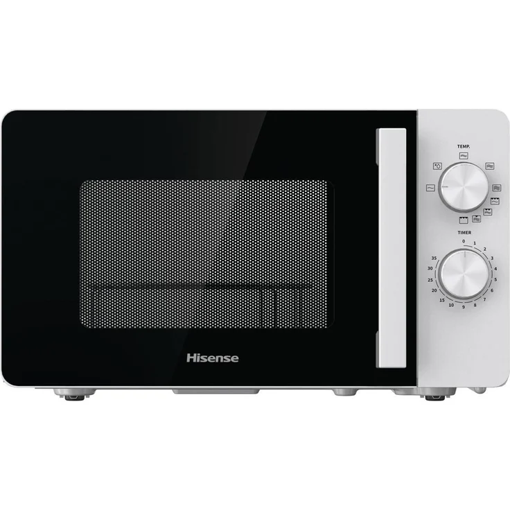 Hisense H20MOWP1HG Mikrowelle mit Grill, Standgerät, 700 Watt, 20 Liter Garraum, Auftauen, 35 Minuten Timer, weiß, schwarz – Bild 1