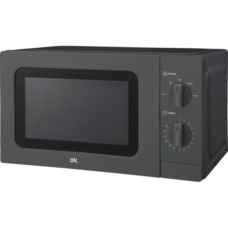 ok. OMW 2023 B Mikrowelle, Standgerät, 20 Liter Garraum, 700 Watt, Auftauen, 6 Automatikprogramme, 5 Leistungsstufen, Timer, schwarz