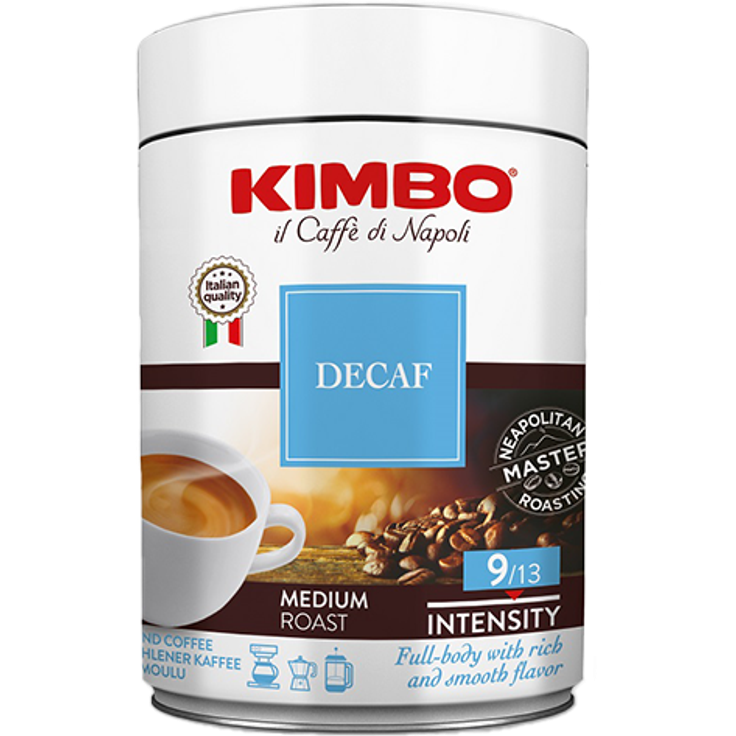 KIMBO Espresso Decaffeinato, 250g Dose, gemahlen