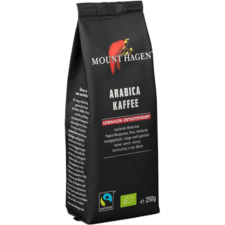 Mount Hagen Bio Arabica Kaffee entkoffeiniert, 250g gemahlen