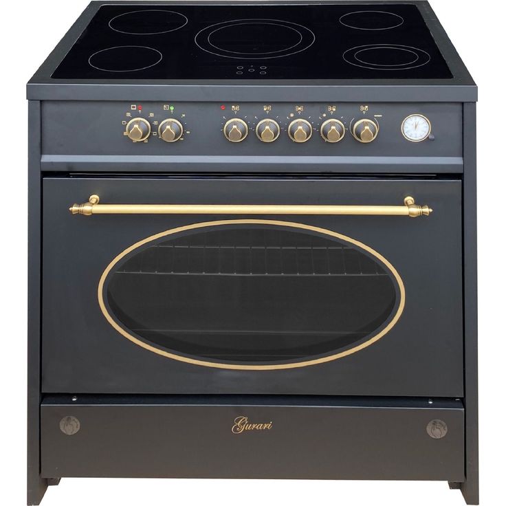 GURARI GCH E 912 BL r Elektro Standherd 90 cm, Glaskeramik , Retro, Schwarz, Range Coocker