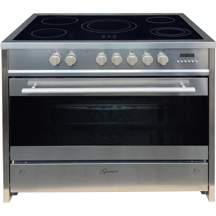 GURARI GCH E 912 X Elektro Standherd 90 cm , Glaskeramik,Inox,Range Coocker