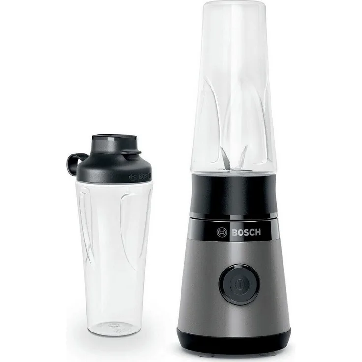 Bosch MMB2111S Standmixer, 450 Watt, 0,6 Liter, FlowBooster, inkl. Trinkflasche, schwarz-silber