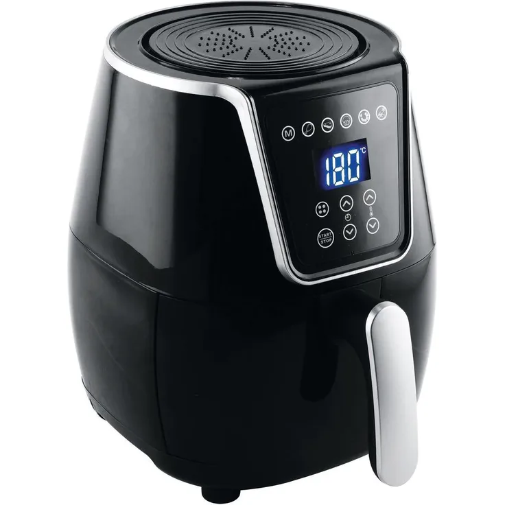 Guzzanti GZ 31D Heßluftfritteuse, 1500 Watt, 3 Liter, 6 Programmme, Thermostat, 60 Minuten Timer, Schwarz