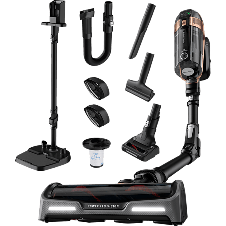 Rowenta RH99F1 X-Force Flex 15.60 Animal Handstaubsauger, 80 min Akkubetrieb, Akkuwechsel-Option, Flex-Gelenk, schwarz-gold