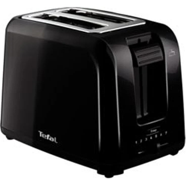 Tefal TT1A28 Vita 2-Schlitz-Toaster, 7 Bräunungsstufen, Stopptaste, Krümelschublade, Brötchenaufsatz, Kunststoff, schwarz – Bild 1