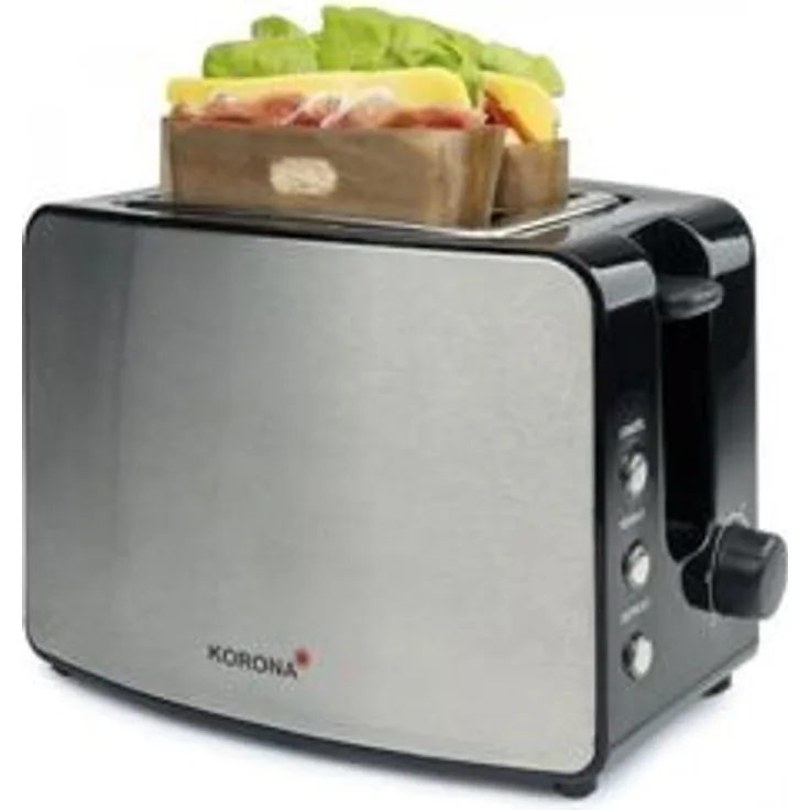 KORONA Toaster 21250 2-Schlitz-Toaster, 850 Watt, extra große Röstschlitze, ideal für American Toasts, Aufwärmen, Auftauen, silber
