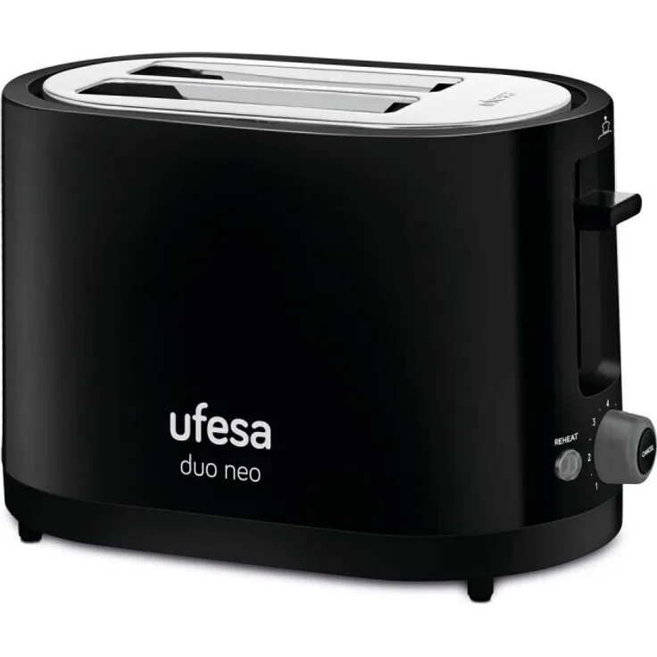 Ufesa TT7485 2-Schlitz-Toaster, 750W, 7 Bräunungsstufen, Stopptaste, inkl. Krümelschublade, schwarz