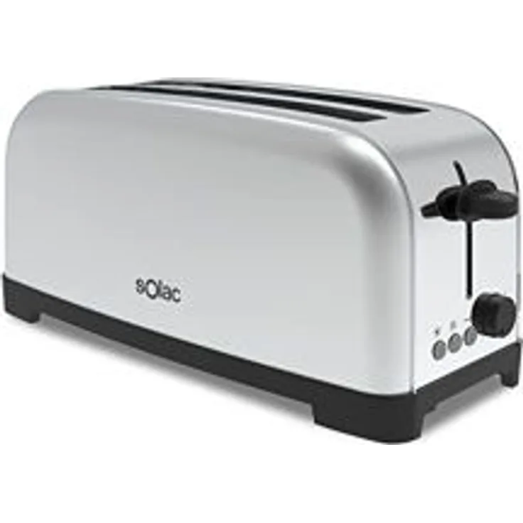 Solac TL5419 2-Schlitz-Toaster, 1400W, 6 Bräunungsstufen, 2 extra lange Schlitze, variable Breite, Stopp, Aufwärmen, Auftauen, silber