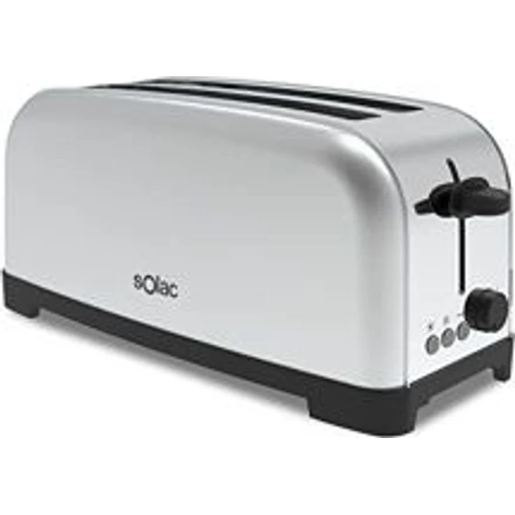 Solac TL5419 2-Schlitz-Toaster, 1400W, 6 Bräunungsstufen, 2 extra lange Schlitze, variable Breite, Stopp, Aufwärmen, Auftauen, silber – Bild 1