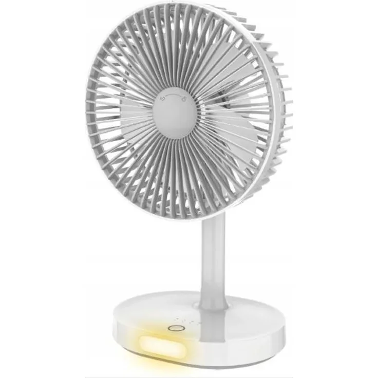 Platinet Tischventilator Tischventilator mit LED-Beleuchtung 3000mAh Akku Ventilator mit 3 Stufe, Eingebaute Nachtlampe Micro-USB-Anschluss