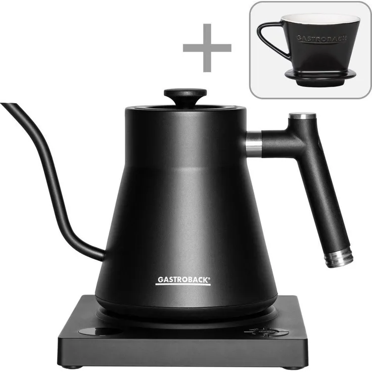 Gastroback Design Wasserkocher Pour Over Advance Wasserkocher, 1 Liter, 1200 Watt, Temperatureinstellung bis 100 °C, anthrazit