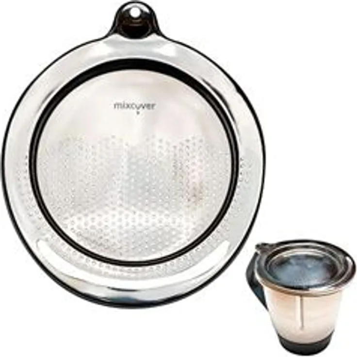 Mixcover Küchenmaschinen-Adapter mixcover Edelstahl Sieb Abgieß-Hilfe Thermomix TM6 und TM5, Nudeln uvm. abgießen