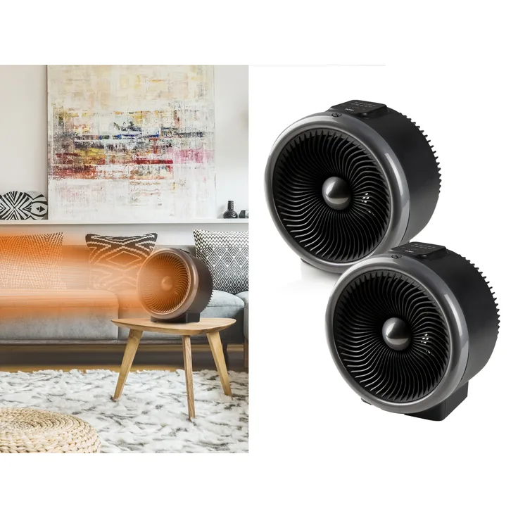 2er SET Elektro Heizlüfter Schwarz 2000 Watt, 2 Heizstufen & Ventilator Funktion, Heizlüfter