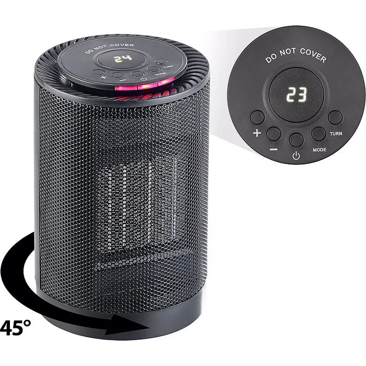 Carlo Milano Keramikheizlüfter Keramiklüfter Digitaler Keramik-Tisch-Heizlüfter, 3 Stufen & Oszillation, 1.200 Watt, Heizlüfter