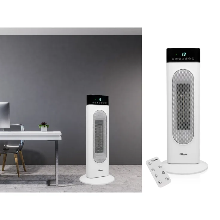 Tristar Keramikheizlüfter, 2000 W, Warmluftheizung Elektro-Heizer mit Fernbedienung LED Display & Timer Turmheizlüfter Luftheizer, Heizlüfter