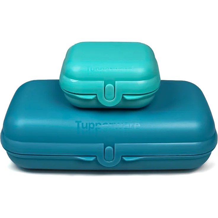 TUPPERWARE To Go Mini-Twin helltürkis Gr. 1 + Maxi Twin türkisgrün Brotdose