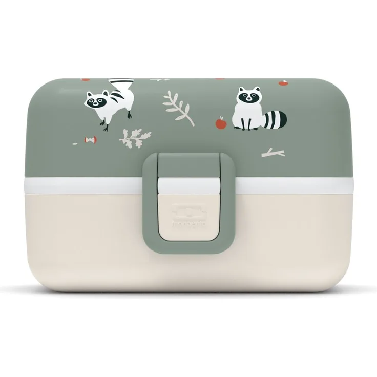Moderne Kinder Lunchbox Bento Box MB Tresor green Raccoon, von monbento