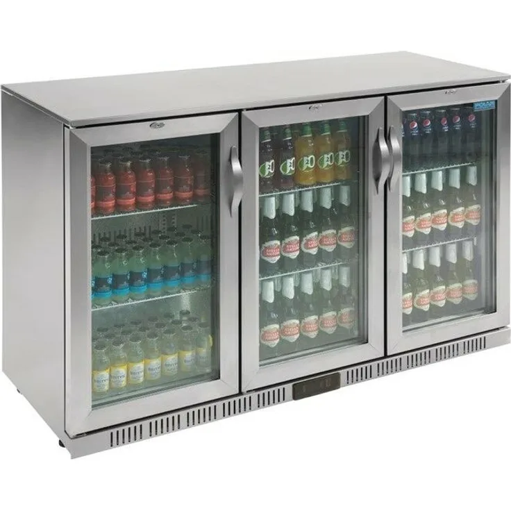Polar Serie G Edelstahl Gewerbe-Barkühlschrank mit 3 Klapptüren 330L, 350W, 3 Klapptüren, R600a